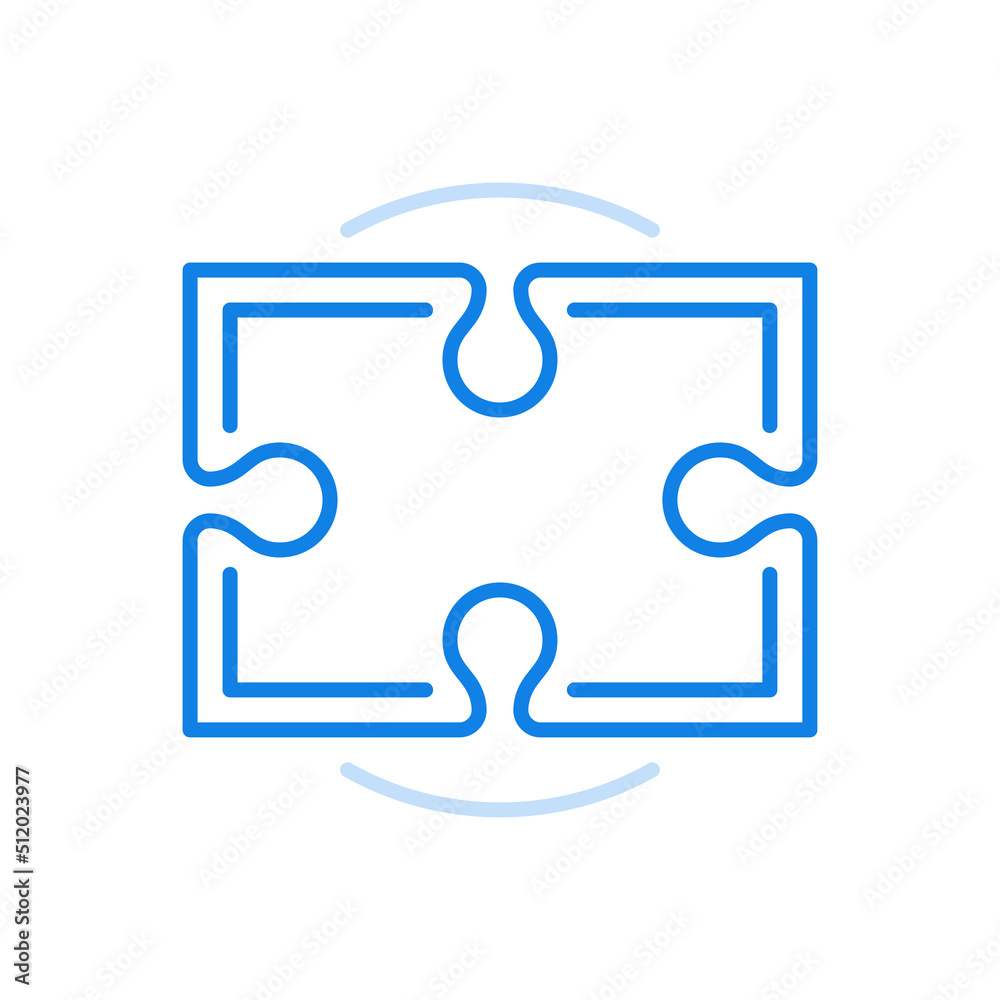 Detail of puzzle vector line icon. Puzzle element for creative assembly solutions. Detail of puzzle vector line icon. Puzzle element for creative assembly solutions.