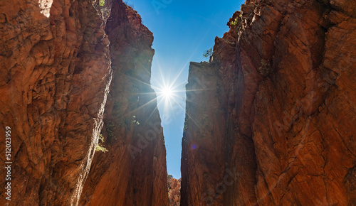 The sun passes over Standley Chasm at noon in the West MacDonnell Range, Alice Springs photo