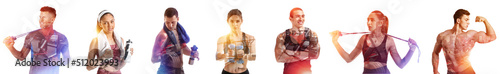 Double exposure of sporty p...