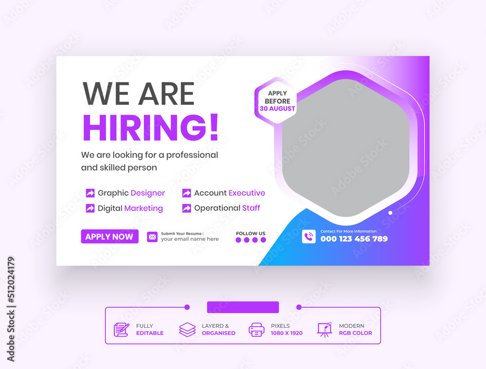 We are hiring job vacancy Webinar, Or  Promotional Online Seminar Web Banner Template Design