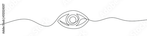Linear background of eye. One continuous line drawing of human eye. Vector illustration. Eye icon isolated