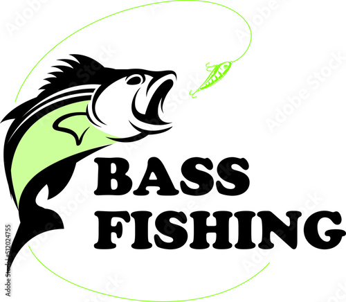 Bass Fishing Logo, Unique and Fresh Bass fish jumping out of the water, awesome to use in your bass fishing activity.
