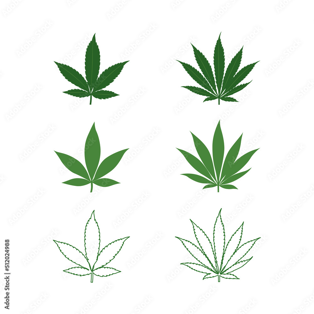 hemp leaf icon set