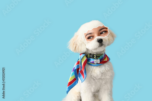 Cute dog with human eyes on...
