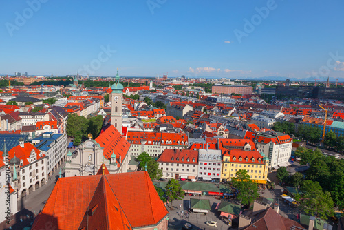 Munchen central city aerial view . Munich Bavaria Germany 