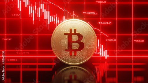 Bitcoin Falling With Red Candlestick