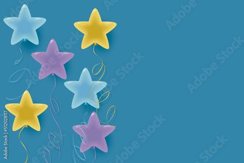 中間色の星形風船イラスト背景