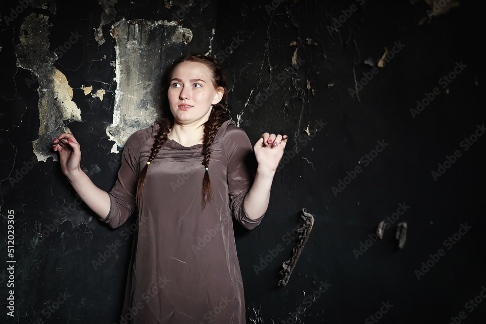 portrait of a frightened young pretty girl portrait of a frightened young pretty girl