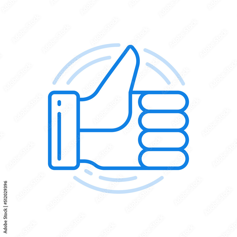 Like online symbol vector line icon. Hand with raised thumb. Like online symbol vector line icon. Hand with raised thumb.