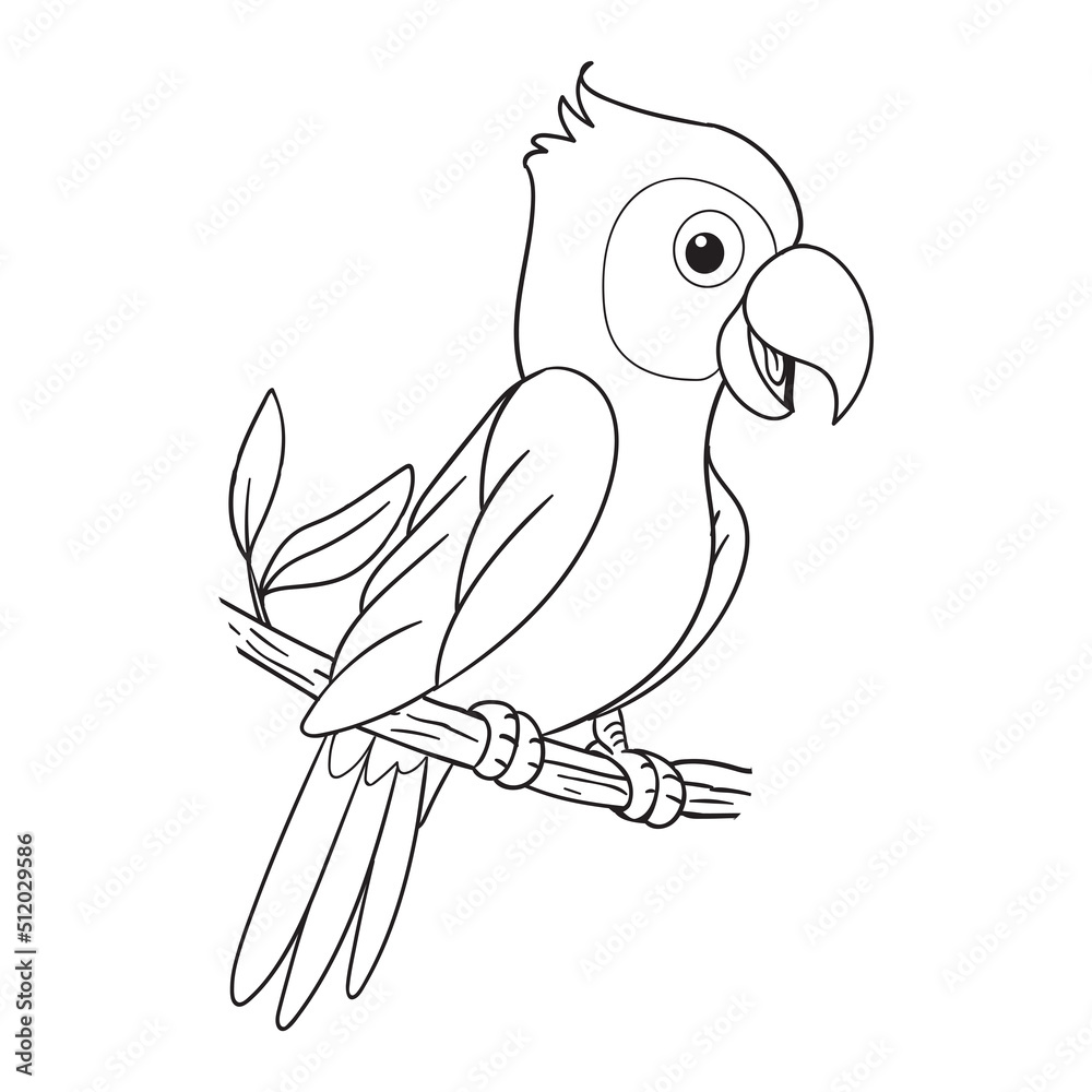 coloring pages or books for kids. cute parrot cartoon illustration ...