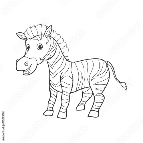 coloring pages or books for kids. cute zebra illustration