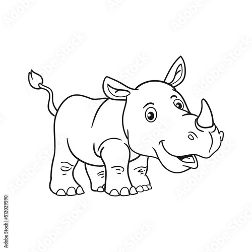 coloring pages or books for kids. cute rhino illustration