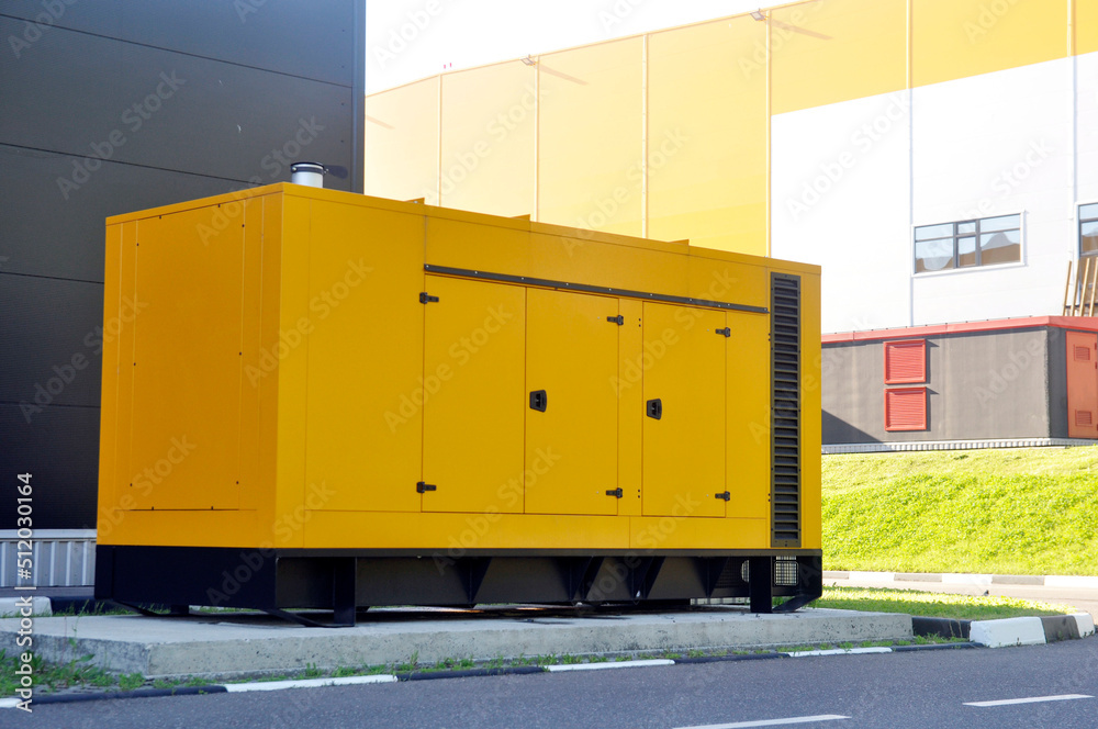 Stationary diesel generator for emergency power supply. - obrazy, fototapety, plakaty 