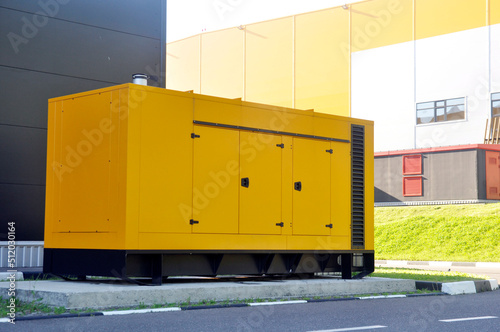 Stationary diesel generator for emergency power supply. photo