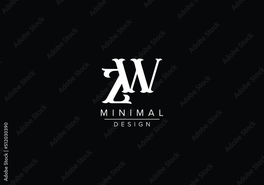 ZW, WZ Letter Logo Design with Creative Modern Trendy Typography - obrazy, fototapety, plakaty 
