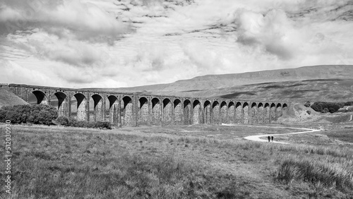Ribblehead Viaduct in black and white