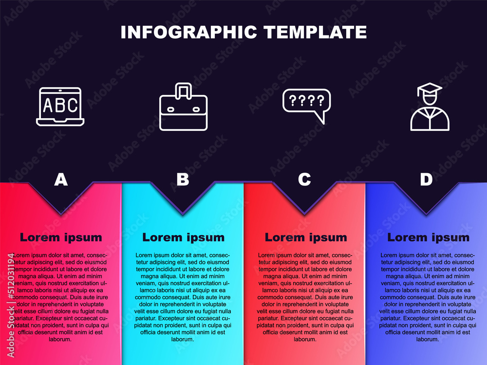 Set line Foreign language online study, Briefcase, Speech bubbles with Question and Graduate and graduation cap. Business infographic template. Vector Set line Foreign language online study, Briefcase, Speech bubbles with Question and Graduate and graduation cap. Business infographic template. Vector