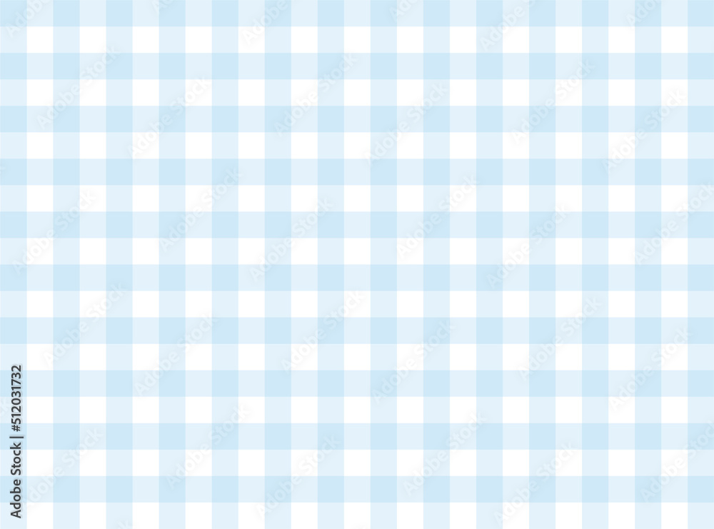 Blue gingham fabric square checkered seamless pattern texture background  vector. Stock Vector