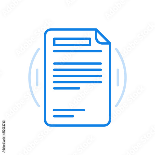 Document statement vector line icon. Important management report from treasury department.