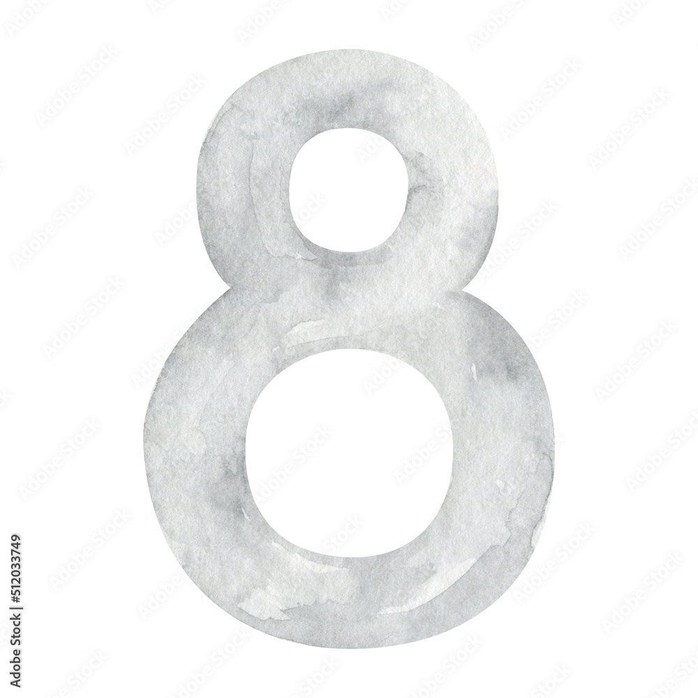 Watercolor illustration collection of black and white numbers from 1 to 0. Hand painted watercolour drawing on white background, watercolor isolated elements for creative invitation, card, design, sti Watercolor illustration collection of black and white numbers from 1 to 0. Hand painted watercolour drawing on white background, watercolor isolated elements for creative invitation, card, design, sti
