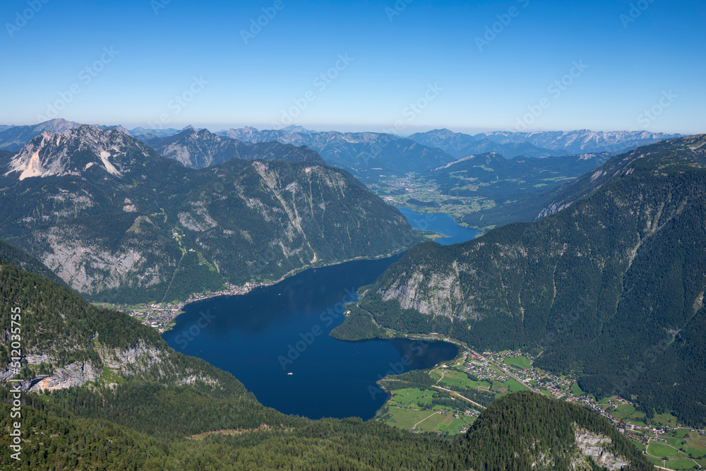 Austria, Upper Austria, Scenic view of Lake Hallstatt seen from Krippenstein mountain Austria, Upper Austria, Scenic view of Lake Hallstatt seen from Krippenstein mountain
