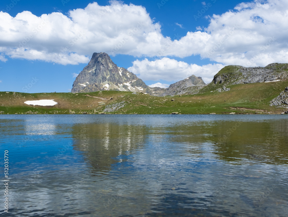 Lac Casterau and Midi d Ossau in the Pyrenees National Park, France