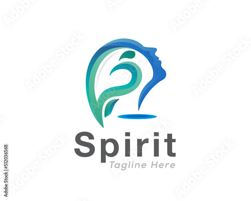 eco green head human spirit jump health logo symbol template illustration inspiration