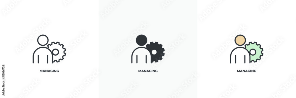 managing icon. Line, solid and filled outline colorful version, outline and filled vector sign. Idea Symbol, logo illustration. Vector graphics