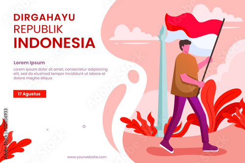 Indonesia independence day with traditional games. 77 tahun dirgahayu indonesia translates to 77 years celebrating Indonesia independence day. Indonesian independence banner