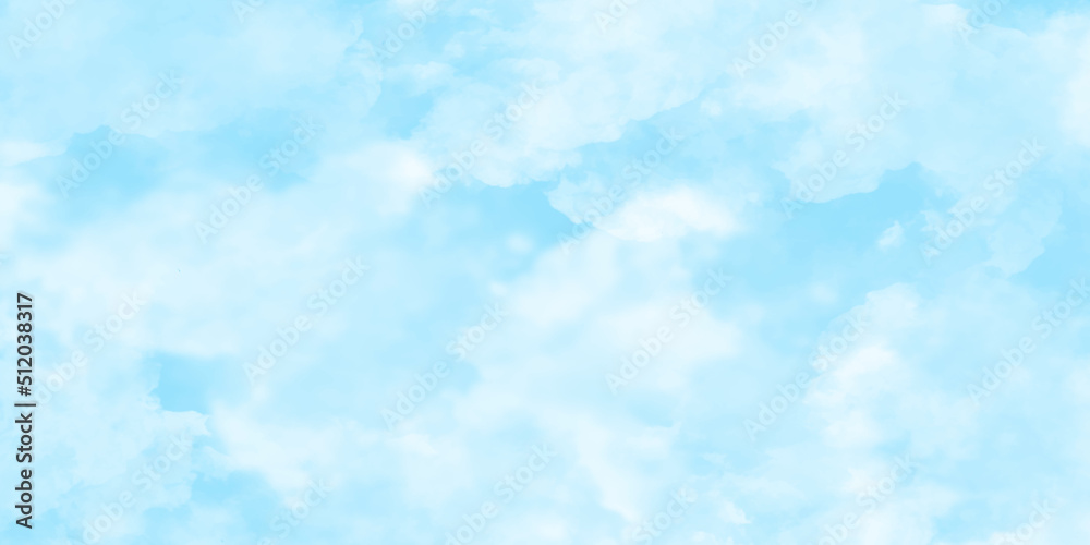 Obraz premium Abstract blue watercolor shades sky background, Natural morning view of summer seasonal cloudy blue sky, Blue sky background for wallpaper, book cover, card, invitation and graphics design.