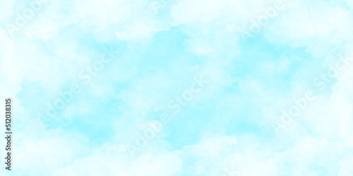 Beautiful and fresh natural cloudy blue sky background of summer season, Painted watercolor shades blurry sky vector illustration for wallpaper and design.