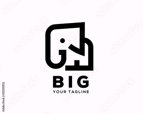 simple line elephant logo icon symbol deign template illustration inspiration