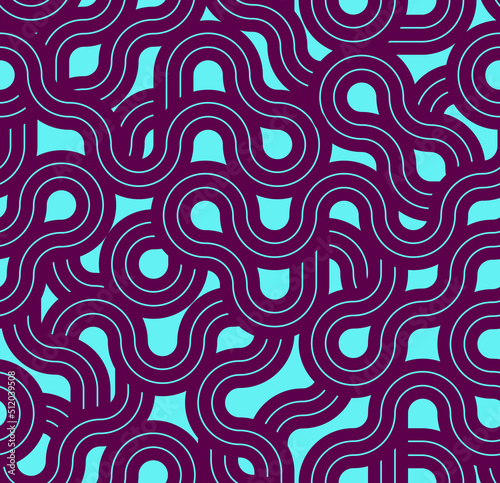 Stripy vector seamless pattern with woven lines, geometric abstract background, stripy net, optical maze, web network.