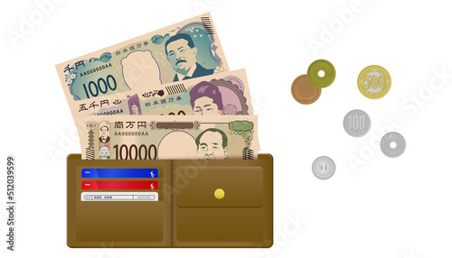お財布に入ったお札と硬貨1