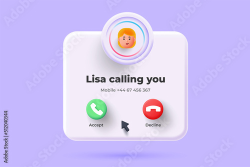 Online video call interface window 3D Illustration, Video call Concept with 3d shapes. Vector 3d Illustration.