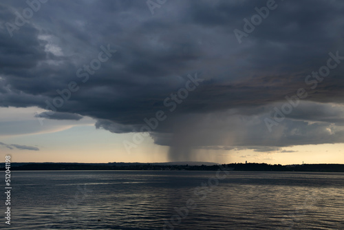 Heavy dark fast moving thunderstorm clouds over lake Constance, Germany © erika8213