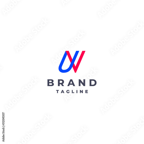 Initial Letter UV Logo Design. Minimalist logo design with the letters U and V woven together.