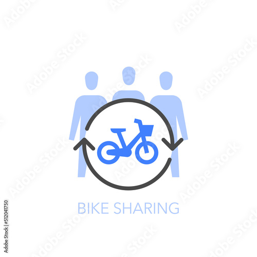 Simple visualised bike sharing symbol with a group of people and a bike. Easy to use for your website or presentation.