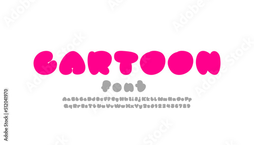 Comic font, simple alphabet in the cartoon style, letters and numbers