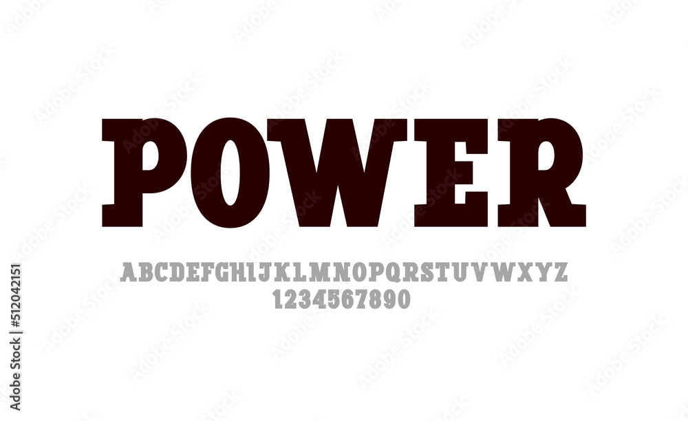 Trendy black font, bold slab serif alphabet, uppercase letters from A to Z and numbers from 0 to 9 Trendy black font, bold slab serif alphabet, uppercase letters from A to Z and numbers from 0 to 9