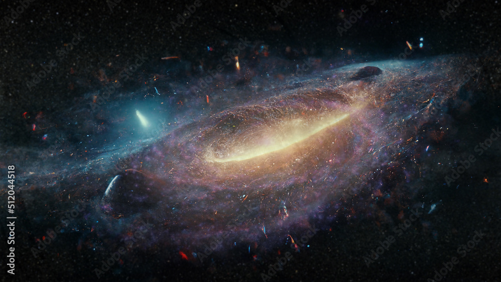 Fototapeta premium Newly discovered galaxy, strange galaxy observed for the first time, cosmic object in deep space visible with ne technology 3d rendering