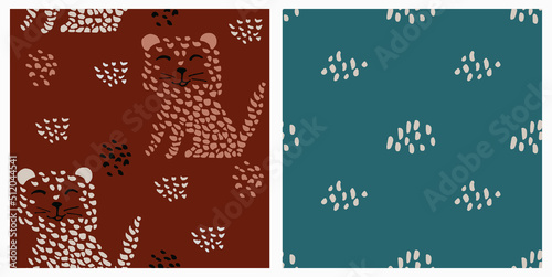 Cheetah baby cute summer seamless pattern. Sweet african animal print photo