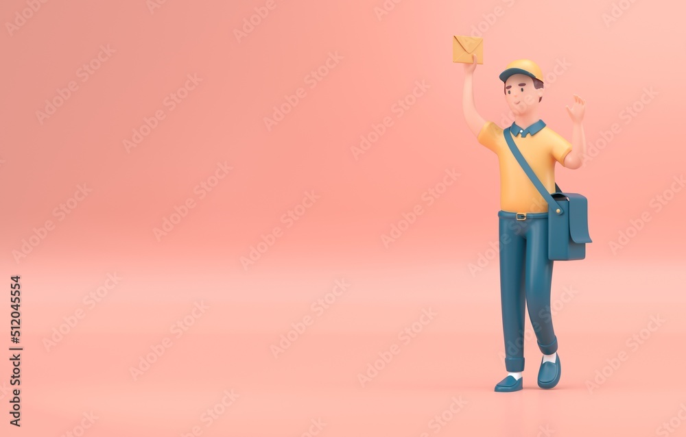 Isolated 3D Postman. 3D render Isolated 3D Postman. 3D render