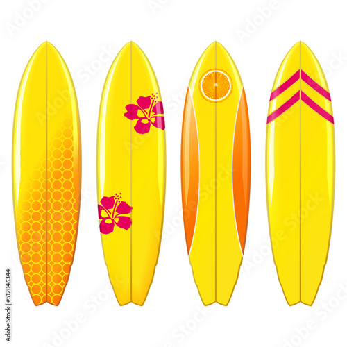 Vector Yellow Surfboard Icons