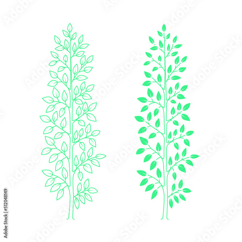 Green Tree. Line art.