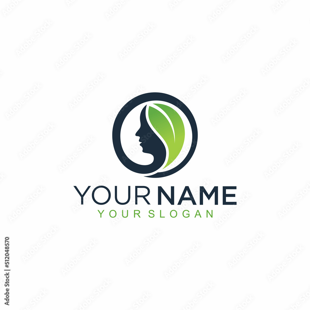 Obraz premium Woman face on a flower petal. Abstract design concept for beauty salon, massage, cosmetic and spa. Female logo design template vector