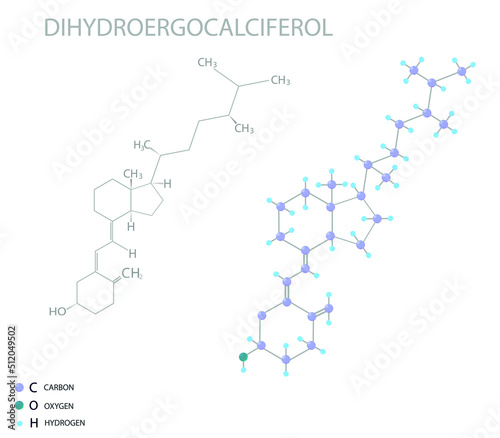  Dihydroergocalciferol molecular skeletal 3D chemical formula. 