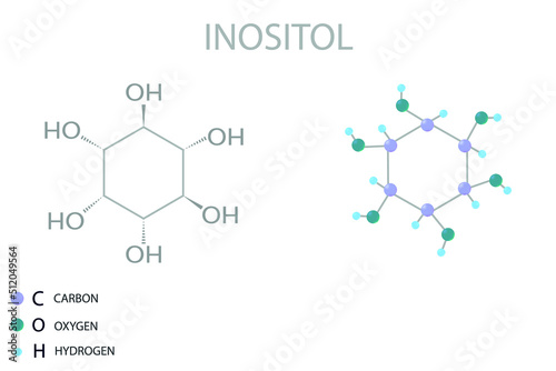 Inositol  molecular skeletal 3D chemical formula.	