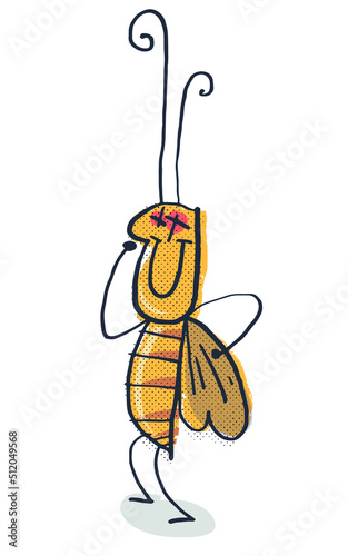German cockroach. Beetle pest. Comic character. Vector illustration.