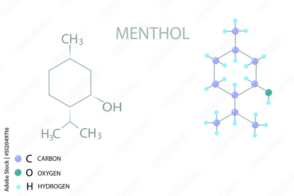 Obraz premium Menthol molecular skeletal 3D chemical formula. 